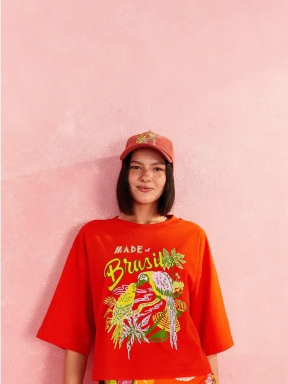 Red 'Made of Brasil' Graphic Tee